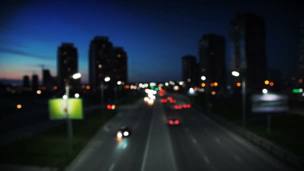 Night Traffic Highway into bokeh — Stock video