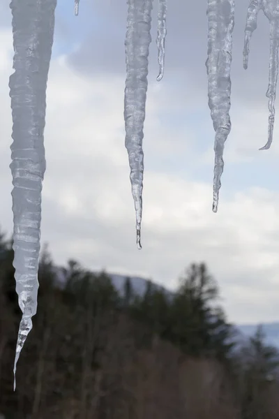 Eisstalaktiten Einem Kalten Morgen Kilington Usa — Stockfoto
