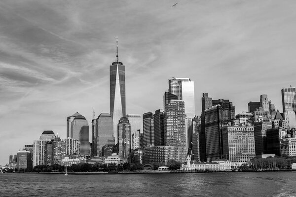Downtown NYC from a ferry to Liberty Island