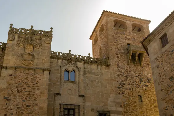 Palácio Los Golfines Abajo Situado Hart Cáceres Espanha Foi Construído — Fotografia de Stock