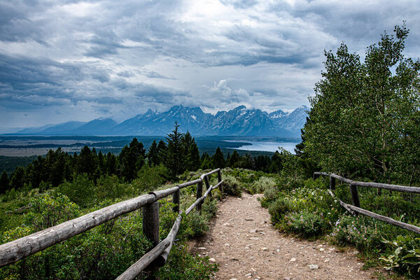 Grand Teton mountain range from a viewpoint