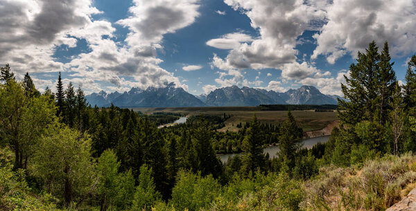 Grand Teton mountain range from a viewpoint
