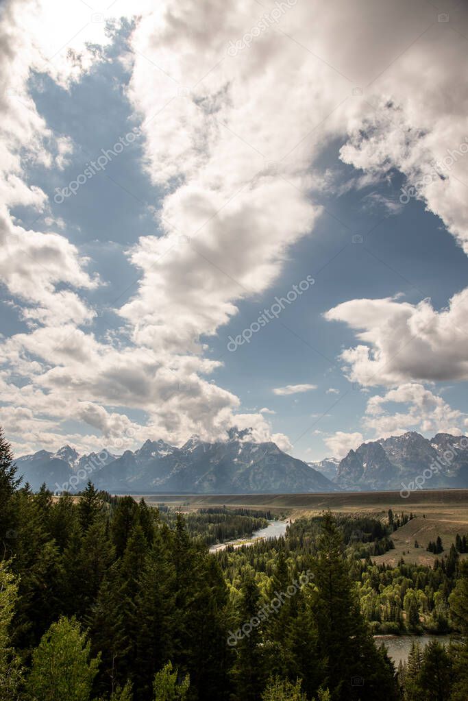 Grand Teton mountain range from a viewpoint