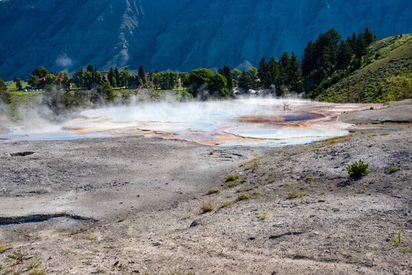 Geothermal feature at mammoth hot spring area at Yellowstone Nat