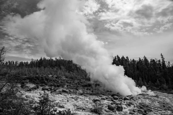 Geothermische activiteit in het stroomgebied van de Norris geyser bij Yellowstone Na — Stockfoto