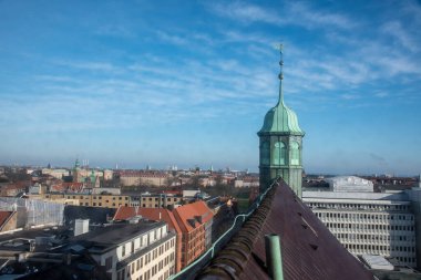 Yuvarlak Kule 'nin tepesinden Kopenhag manzarası