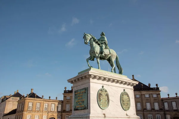 Statue Équestre Roi Fredrick Milieu Place Amalienborg Copenhague — Photo