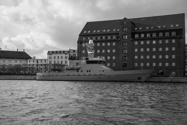 Buque Guerra Atracado Centro Copenhague — Foto de Stock