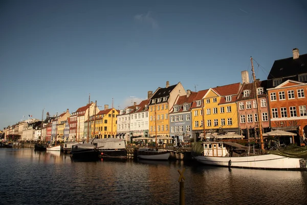 Copenaghen Febbraio 2020 Case Schiera Colorate Iconiche Nyhavn Copenaghen — Foto Stock