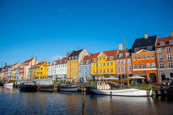 Kopenhaga Lutego 2020 Kultowe Kolorowe Kamienice Nyhavn Kopenhadze — Zdjęcie stockowe