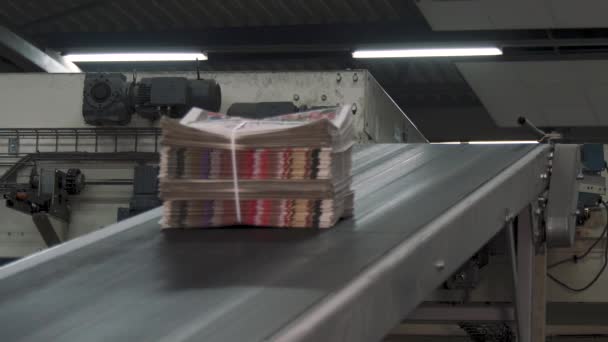 印刷厂在生产过程中取出报纸进行检查 — 图库视频影像