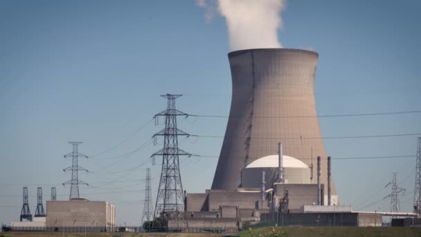 Jaderná Elektrárna Doel Jednou Dvou Jaderných Elektráren Belgii Zařízení Obsahuje — Stock video