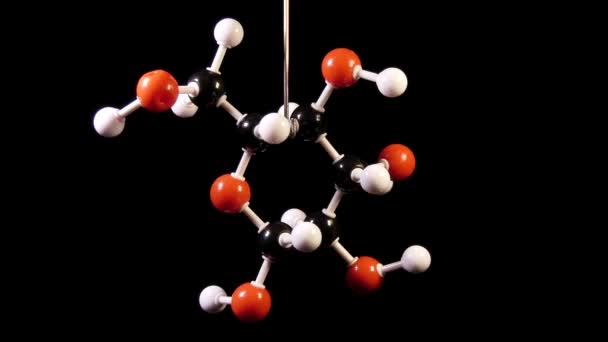 Chemický Vzorec Molekuly Rotující Izolované Černém Pozadí Natočeno 50Fps — Stock video