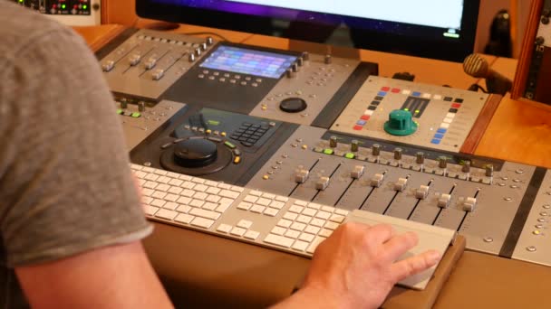 Close Footage Professional Sound Studio Music Recording Editing — Stock Video