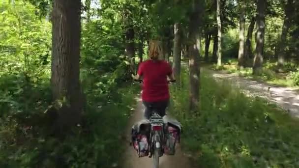 Luonnonkaunis Kuvamateriaalia Nainen Ratsastus Polkupyörän Puistossa — kuvapankkivideo