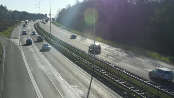 Junção Rodoviária Estrada Movimentada A27 Holanda — Vídeo de Stock