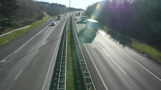 Highway Junction Busy Highway A27 Netherlands — Stock Video