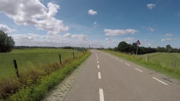 Pov Jízda Polder Hrázi Řeky Rýn Holandsku Mezi Amerongen Wijk — Stock video