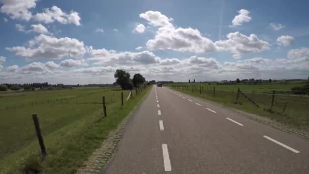 Pov Guida Sulla Diga Polder Vicino Fiume Reno Olanda Tra — Video Stock