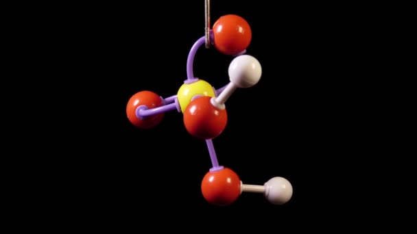 Chemický Vzorec Molekuly Rotující Izolované Černém Pozadí Natočeno 50Fps — Stock video