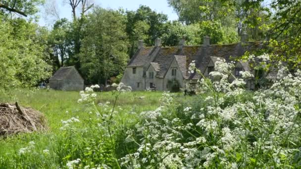 Bibury Uma Vila Paróquia Civil Gloucestershire Inglaterra Situa Ambas Margens — Vídeo de Stock