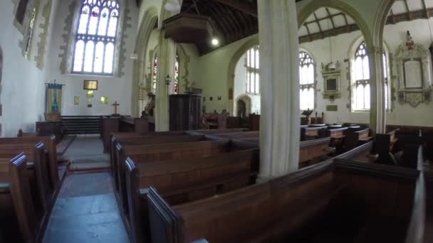 Kerk Van Allerheiligen Die Een Heuvel Boven Selworthy Ligt Somerset — Stockvideo