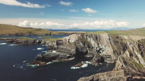 Metraje Aéreo Kerry Cliffs Ring Kerry Irlanda — Vídeo de stock