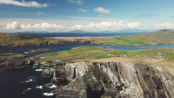 Metraje Aéreo Kerry Cliffs Ring Kerry Irlanda — Vídeo de stock