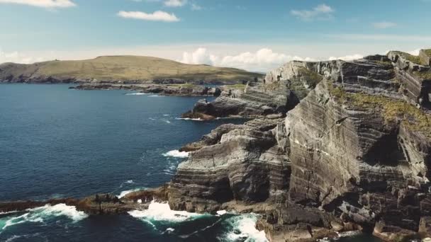 Metraje Aéreo Kerry Cliffs Ring Kerry Irlanda — Vídeo de stock