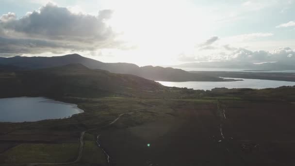 Lake Mountains Aerial Ring Kerry Ireland Fps Flickering — Stock video