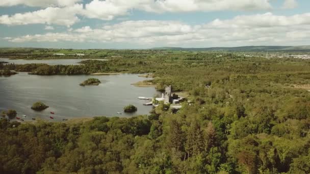 Ross Castle Killarney Ring Kerry Ireland Aerial Shot Fps Bez — Stock video