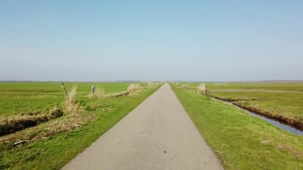 Route Campagne Dans Paysage Polder Néerlandais Printemps Pov — Video