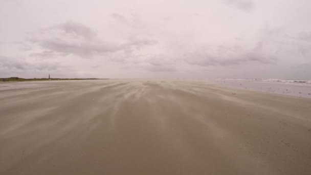 Tempête Sable Schiermonnikoog Beach Aux Pays Bas — Video