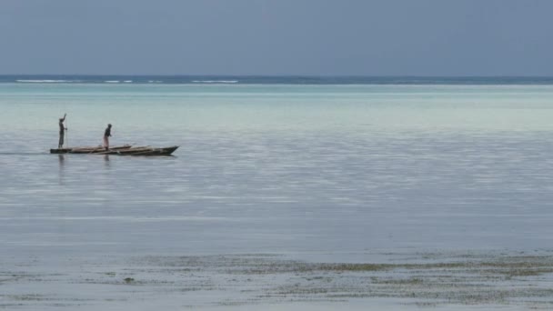 Scenic Footage Fishermen Boat Zanzibar — Stock Video