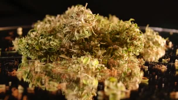Montón Cannabis Girando Antes Fondo Negro 50Fps — Vídeo de stock