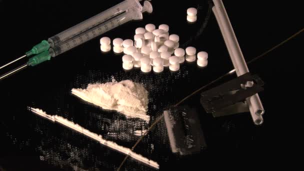 Kokain Drogy Rotující Zrcadle — Stock video