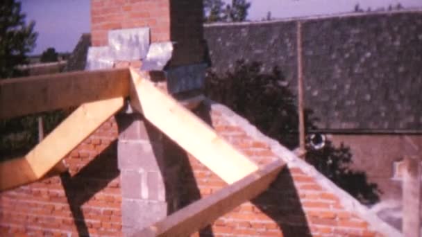 Vintage Film Beelden Van Bouw — Stockvideo