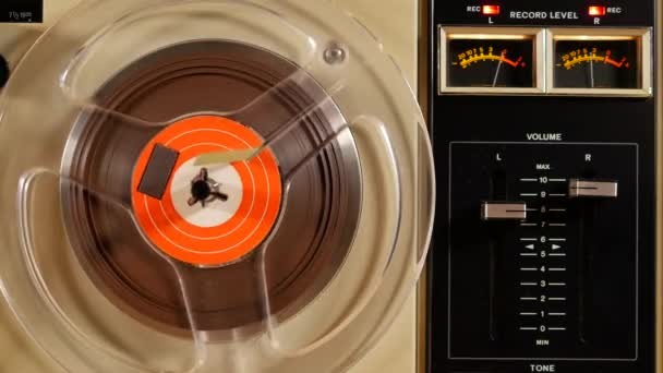 Captura Estudio Viejo Carrete Vintage Carrete Taperecorder Reproducción Música — Vídeo de stock