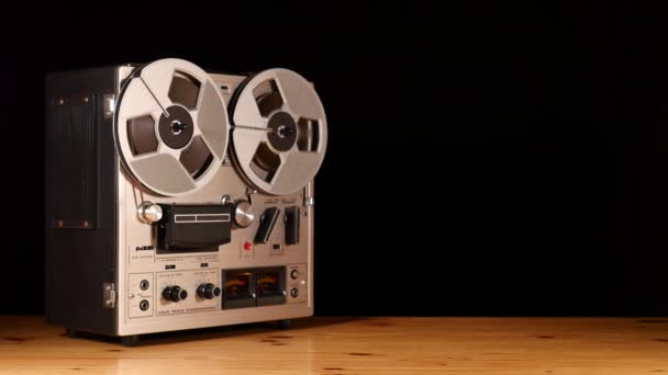 Captura Estudio Viejo Carrete Vintage Carrete Taperecorder Reproducción Música — Vídeos de Stock