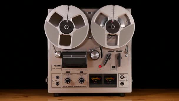 Studio Bild Gammal Vintage Reel Reel Taperecorder Spela Musik — Stockvideo