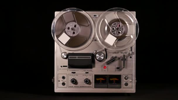 Rekaman Studio Dari Vintage Reel Tua Taperecorder Reel Memainkan Musik — Stok Video