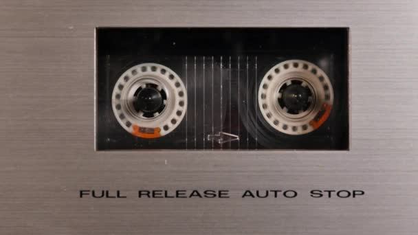 Studio Shot Old Vintage Tape Recorder Playing Music — Stock Video