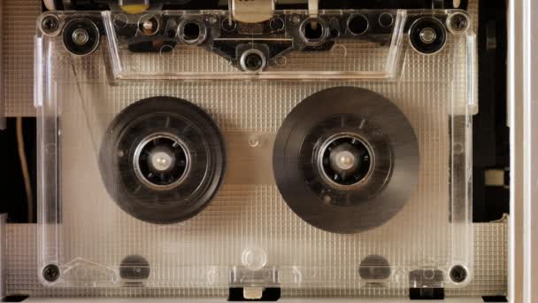 Close Beelden Van Vintage Cassette Tape Speler — Stockvideo