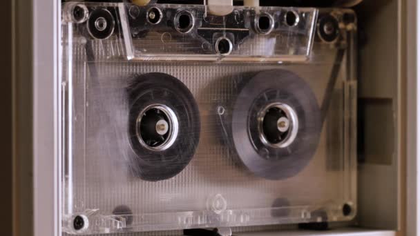 Close Beelden Van Vintage Cassette Tape Speler — Stockvideo