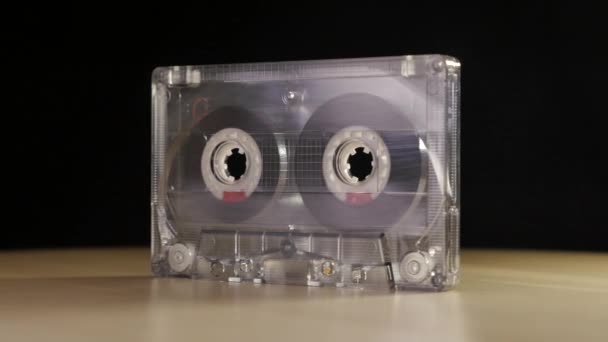 Close Beelden Van Vintage Cassette Tape — Stockvideo