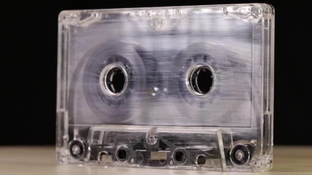 Close Beelden Van Vintage Cassette Tape — Stockvideo