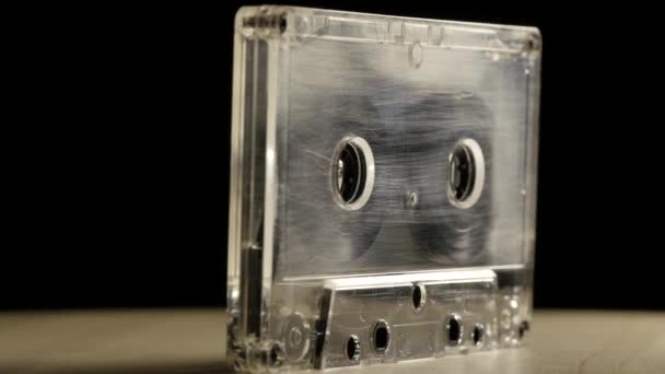 Close Beelden Van Vintage Cassette Tape — Stockvideo