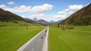 Flevopolder 'daki tipik Hollanda manzarası mükemmel biçimli tarım alanları güzel renkli lalelerle dolu. 4K 'da hava çekimi.