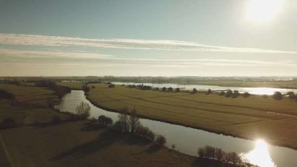 Aerial Ducth Lansekap Lahan Pertanian Dengan Bidang Hijau Pohon Dan — Stok Video