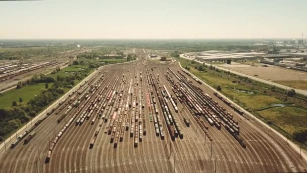 Grande Pátio Ferroviário Com Lotes Trens Antuérpia — Vídeo de Stock